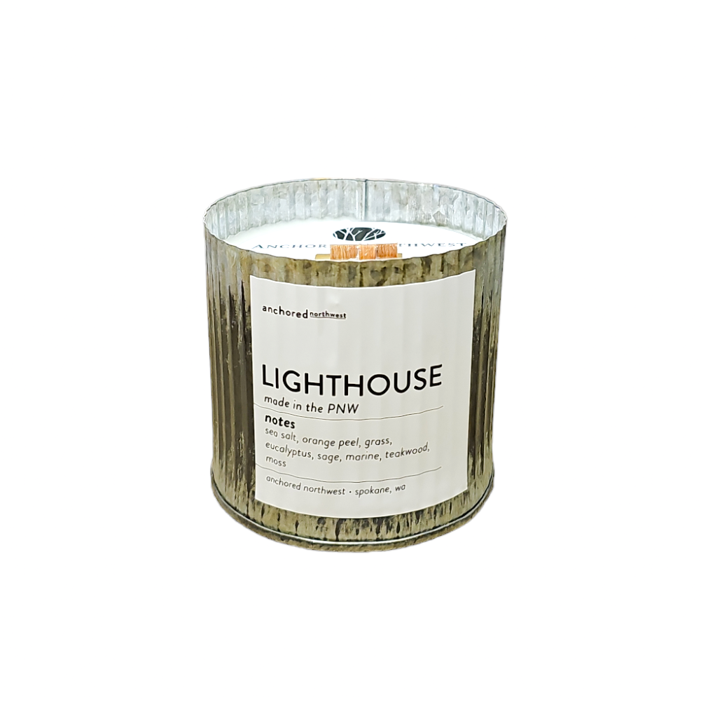 Lighthouse Rustic Vintage Farmhouse Wood Wick Candle: 10oz