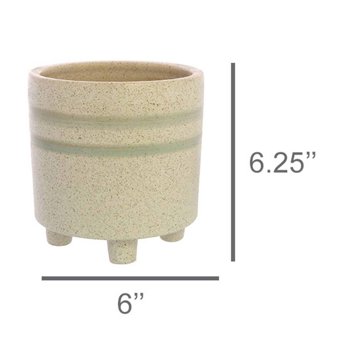 Fluorite Cachepot, Ceramic - Lrg - White, Teal