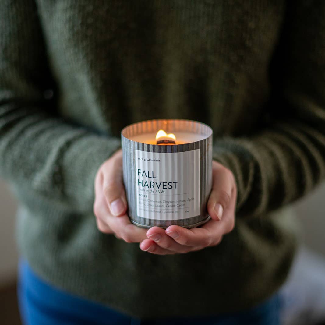 Fall Harvest Wood Wick Rustic Farmhouse Soy Candle: 10oz