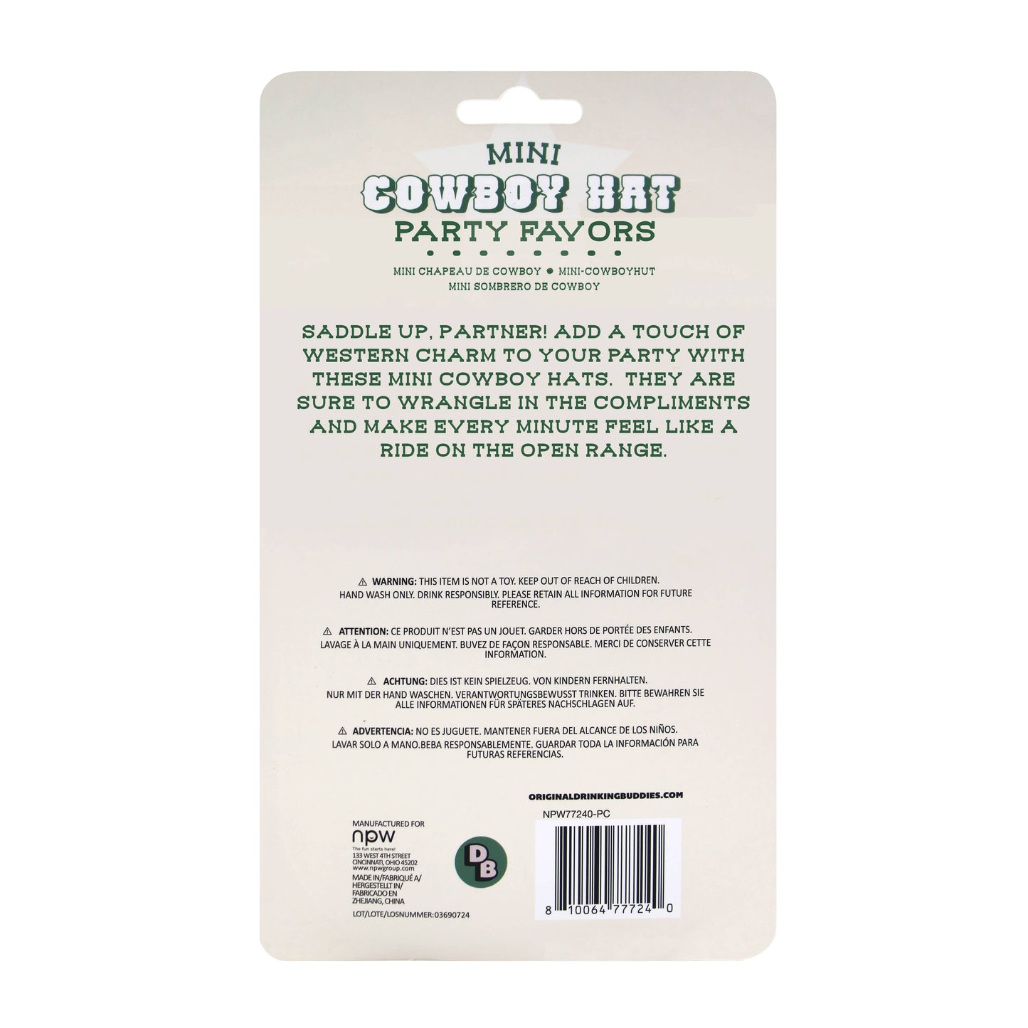 Mini Cowboy Hats - 6 Pack
