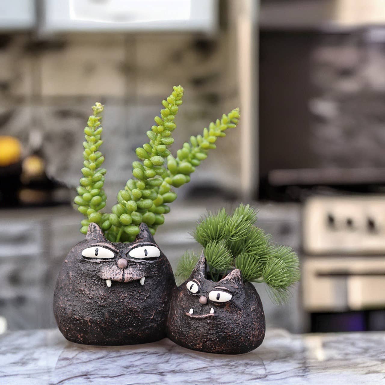 Spooky and Fang Cat Blobhouse Planters