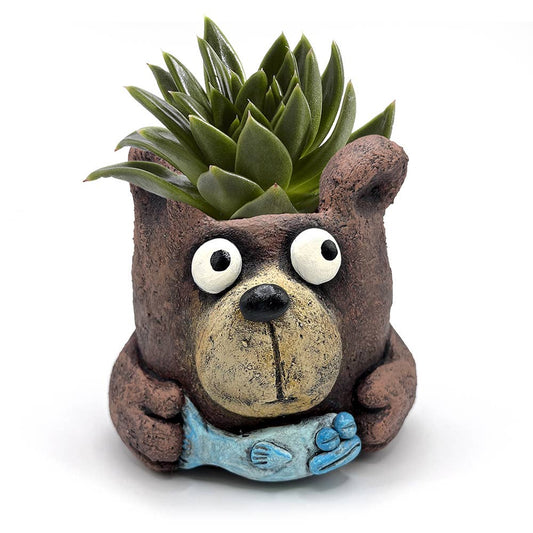 Buddy the Bear with Fish Blobhouse Planter