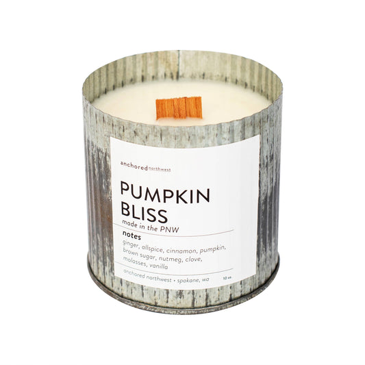 Pumpkin Bliss Wood Wick Rustic Farmhouse Soy Candle